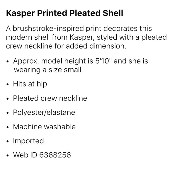 NWT: Kasper printed pleated shell top - Picture 3 of 3